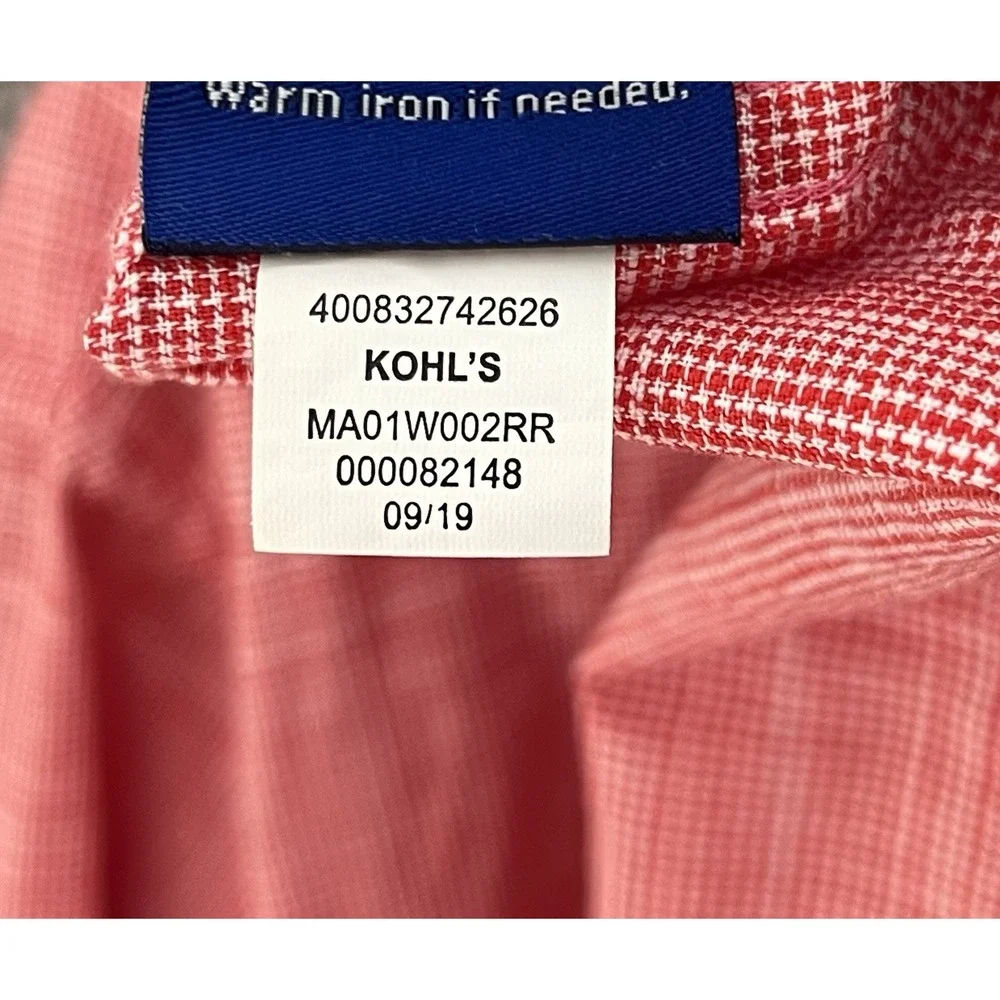 Apt 9 Button Up Shirt Mens Sz XL Red Houndstooth Cotton Pockets Long Sleeve New